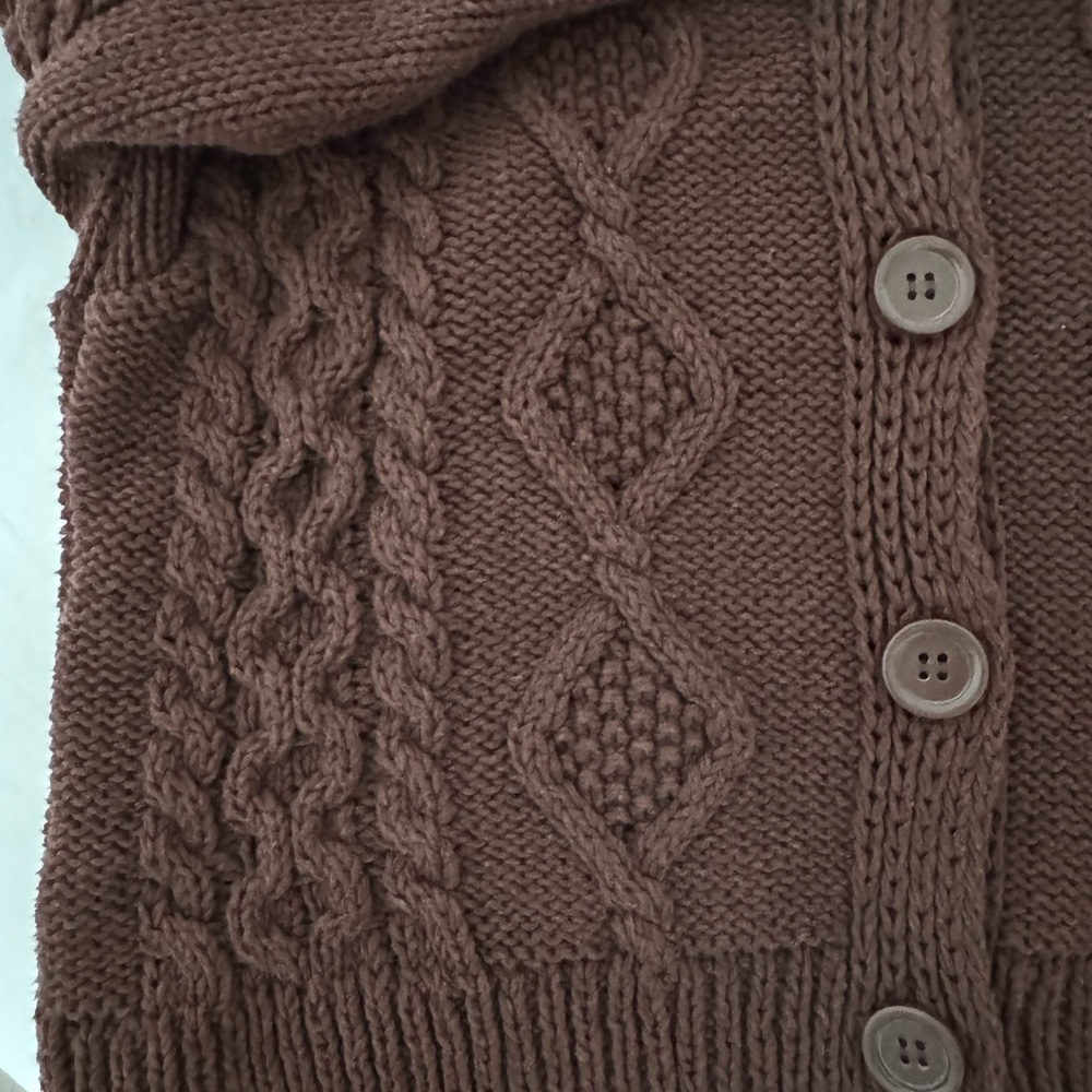 Brown Cable Knit Cardigan
